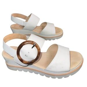 GABOR Women's White Sandals with Tortoise Accent